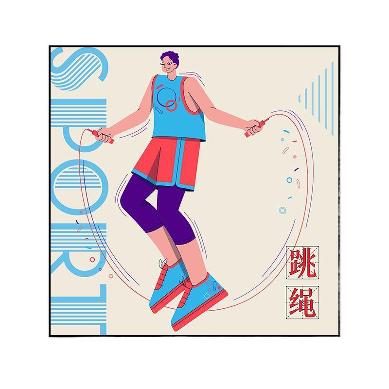 卡通人物健身房装饰画体育馆俱乐部运动挂画励志锻炼宣传壁画喷绘