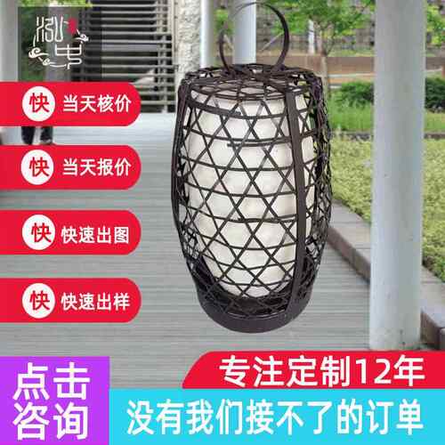 手提编制灯笼草坪灯户外仿云石球型门柱小区别墅草地装饰柱头灯