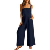 Women's square neck linen vest with exposed navel top and thumbnail 8