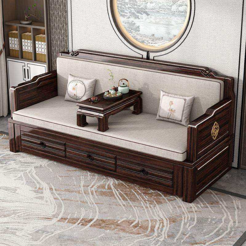 罗汉床实木推拉高档推拉式折叠沙发床两用房间客厅紫金檀木床全套