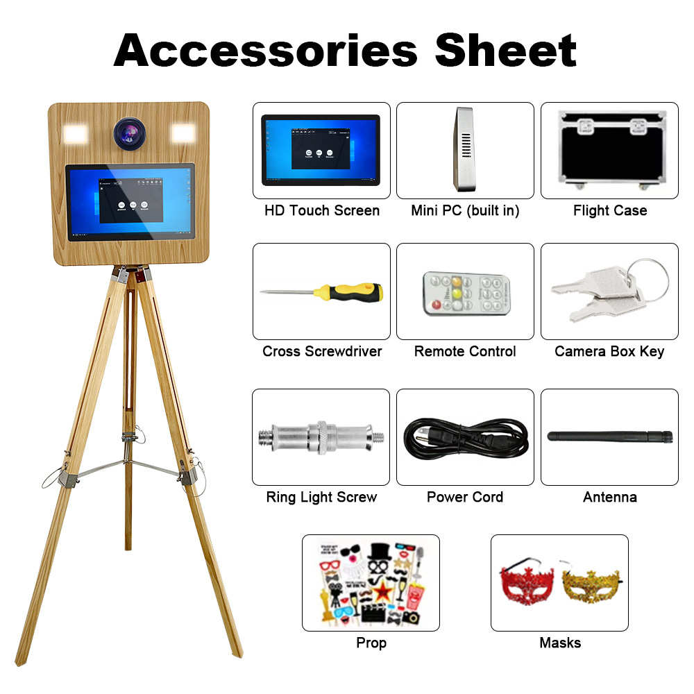 海外仓发货便携式15.6寸仿木纹木质三脚架拍照机可调节照相亭