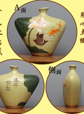 高档礼中式陶瓷客鱼厅进门入户玄关隔断古架小博摆件酒柜装饰品对