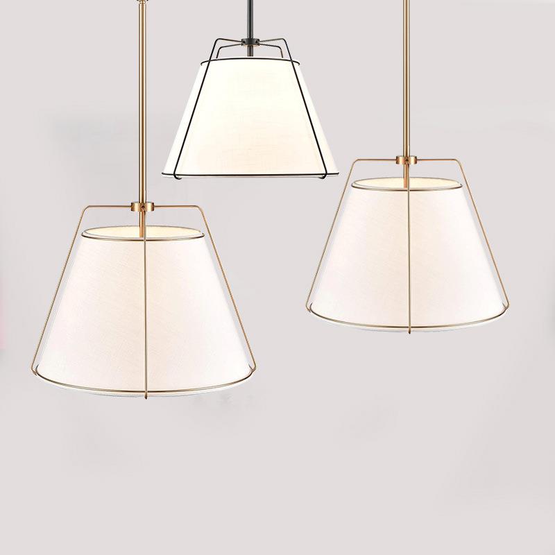 新餐中式餐厅吧吧布艺灯简约现代极吊简馆创19意台美式酒房餐吊灯