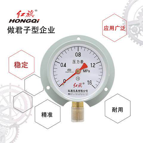 红旗牌仪表Y-100T径向带后边压力表压力表油压水压气压真空