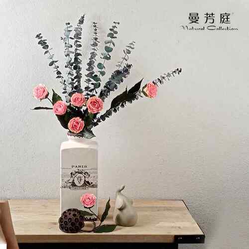 月季 干花客厅落地插花玫瑰干花家居摆设永生花新房装饰拍摄道具