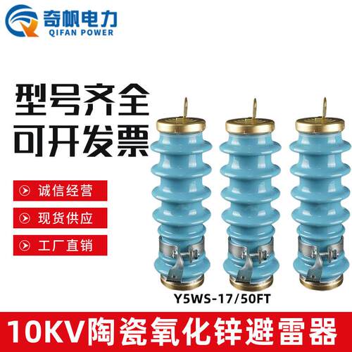 Y5WS-17/50FT陶瓷氧化锌避雷器10KV户外高压线 线路用免维护型避