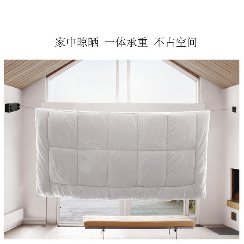 晾衣绳室内缩免打孔飘窗阳台隐伸形30双线晾衣锈钢防风4加不粗收