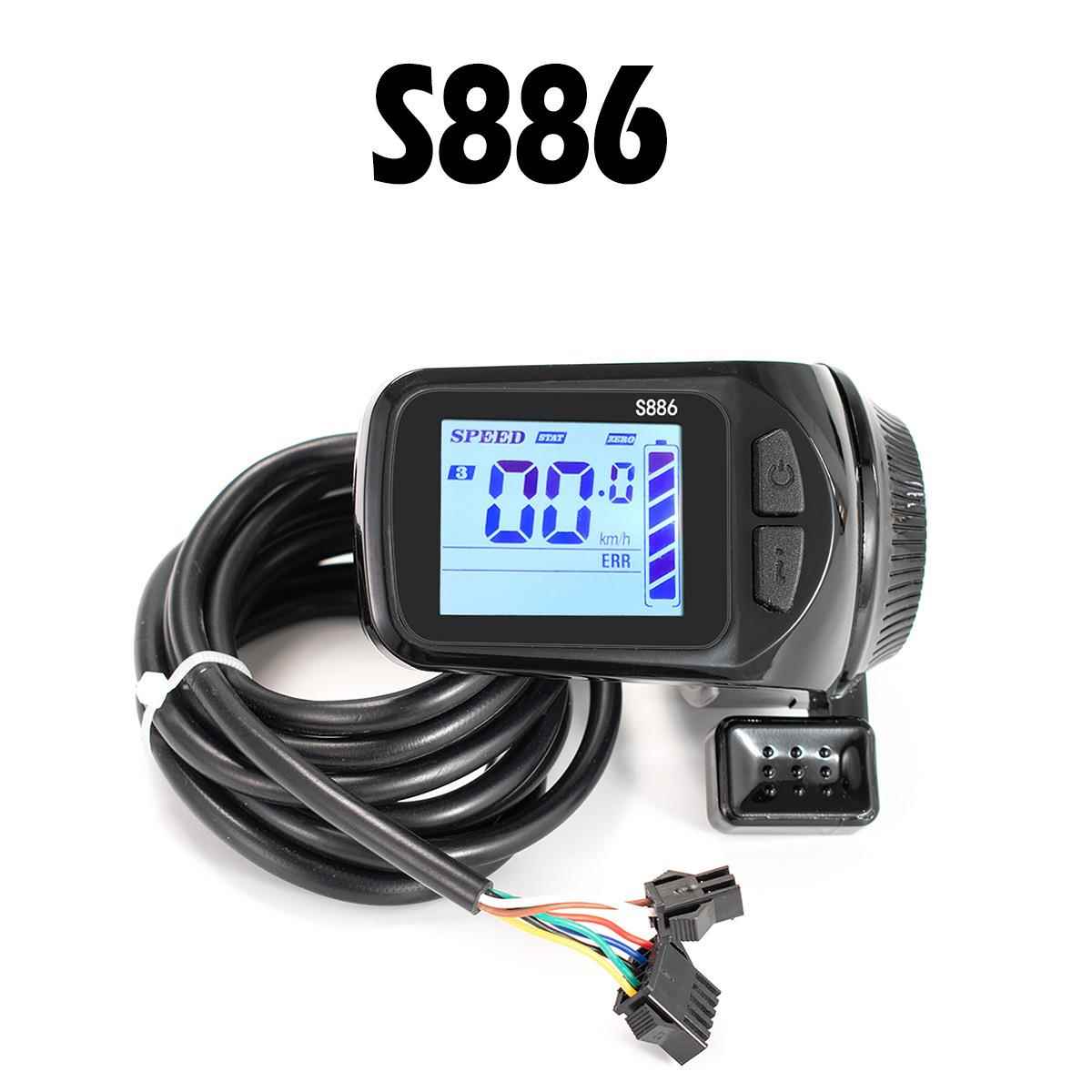 自行车山地车锂电助力改装配件S886液晶显示器24V36V48V普通接头