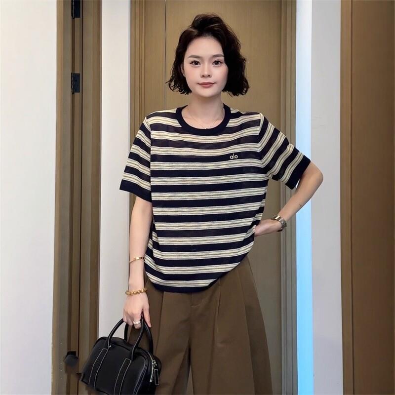 法国Rouje Dsyle休闲宽松百搭条纹圆领短袖T恤女夏季新款减龄上衣
