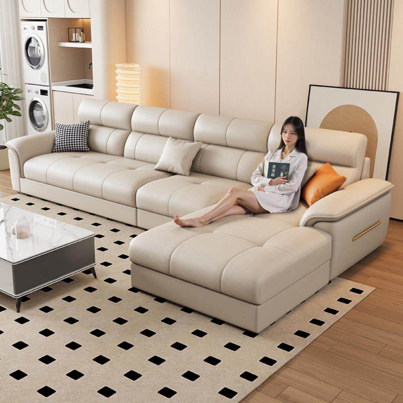 棉麻布艺沙发可拆洗奶油风简约现代猫抓皮小户型贵妃真实组合沙发