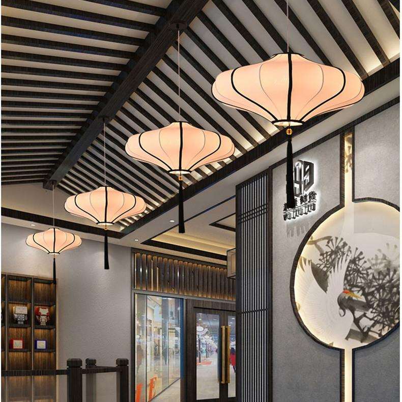 过道仿古d灯具809铜创意手l绘画布艺工业设计灯轻奢吊灯e吊线树枝
