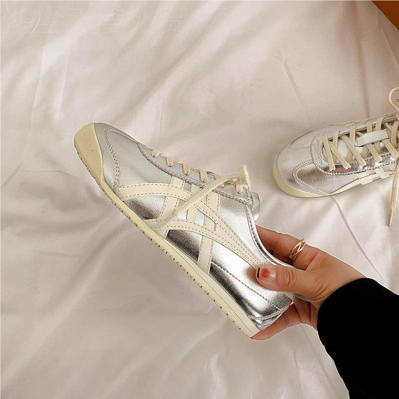 Casual sneakers women's flats百搭银色休闲运动鞋女