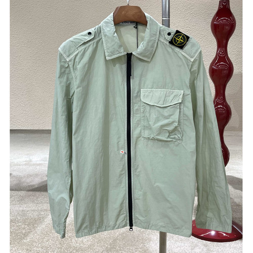 [未使用]石头岛stone island浅薄荷绿肩章徽标logo拉链外套L码