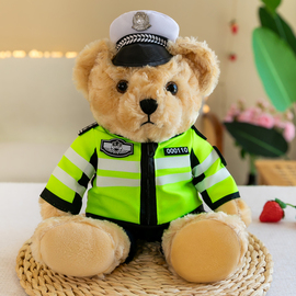 警察小熊公仔交警小熊玩偶制服，消防熊泰迪熊，毛绒玩具女生儿童礼物