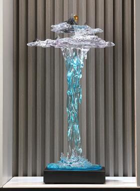 办公室装修高山流水落地式财富假山大型摆件客厅入口壁龛屏风艺术