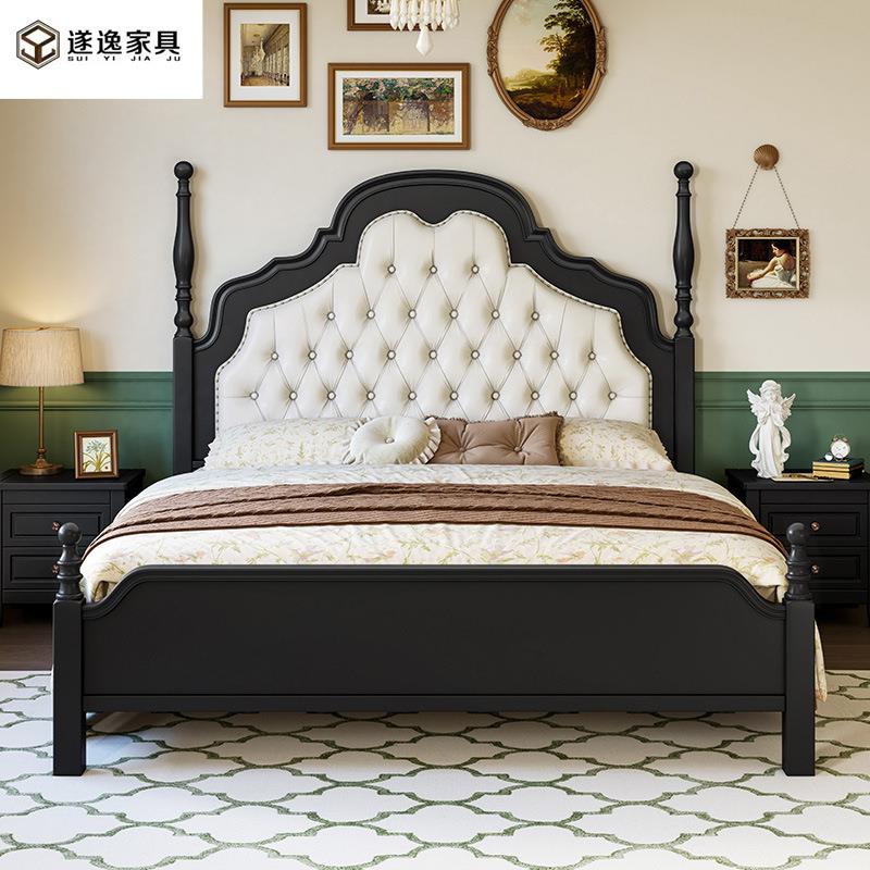 法式复古实木床主卧双人大床1米8简约现代美式轻奢1米5公主安娜床