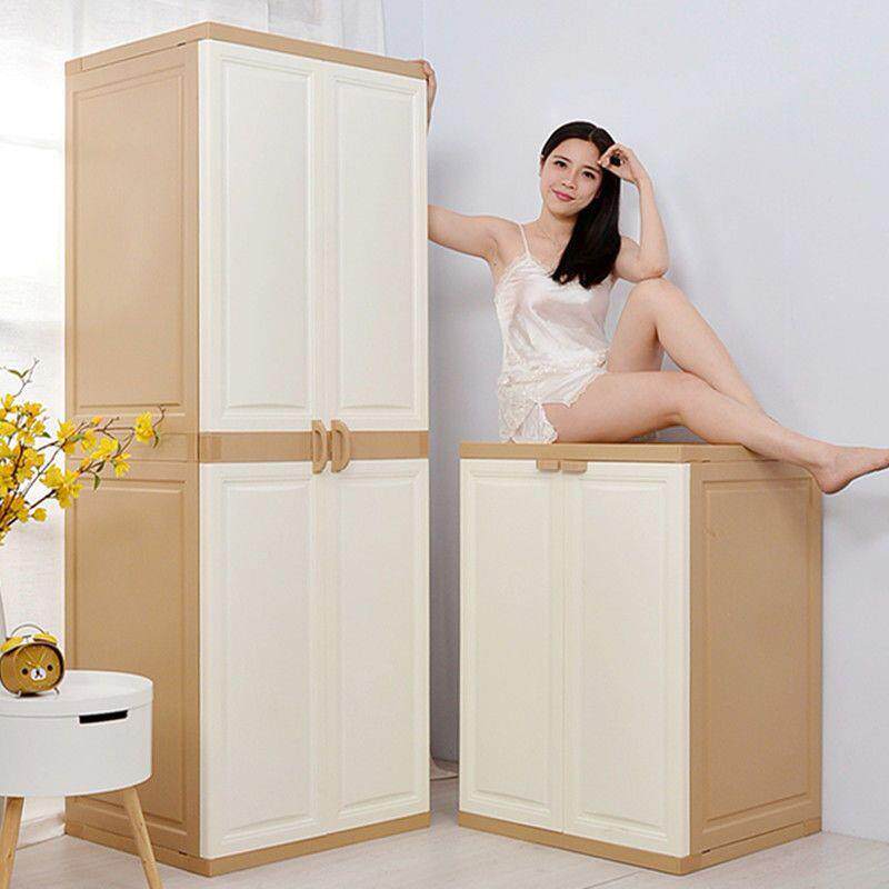 简易衣柜加厚收纳柜塑料双开门式储物柜自由组合宝宝儿童收纳柜