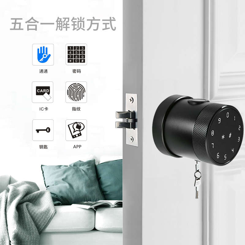 指纹锁家用卧室房间办公室远程密码木门感应遥控通通智能电子门锁