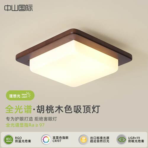 现代简约卧室灯中古吸顶灯新中式创意北欧方形入户玄关走廊阳台灯