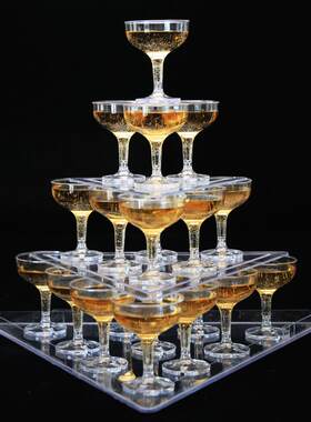 婚庆道具香槟塔 三层三角形防水槽杯塔 婚礼酒店派对香槟酒塔架子