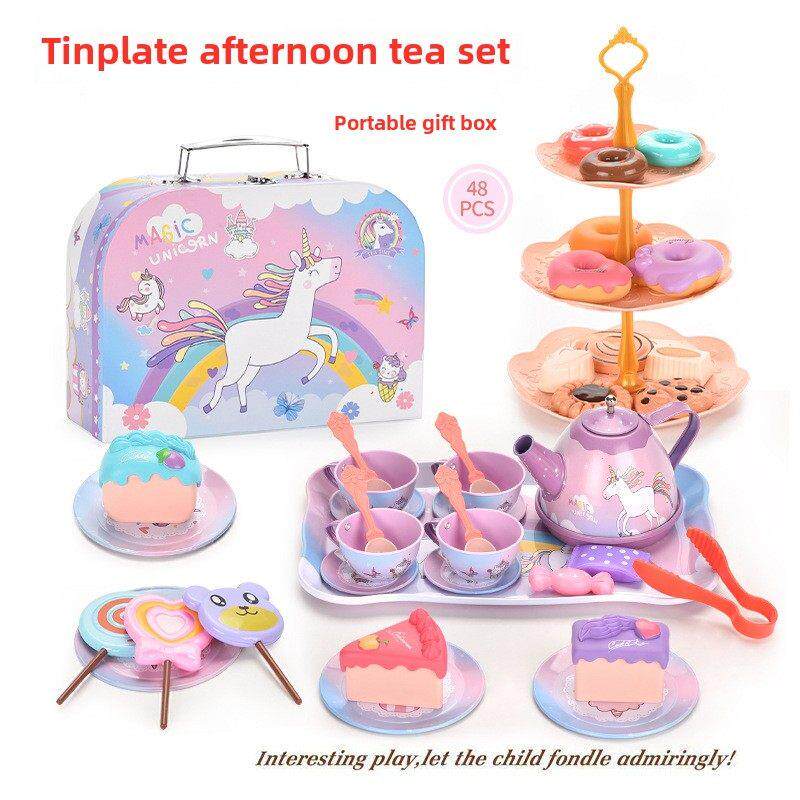 过家家下午茶派对仿真甜品点心马口铁儿童茶具套装圣诞节新年礼物
