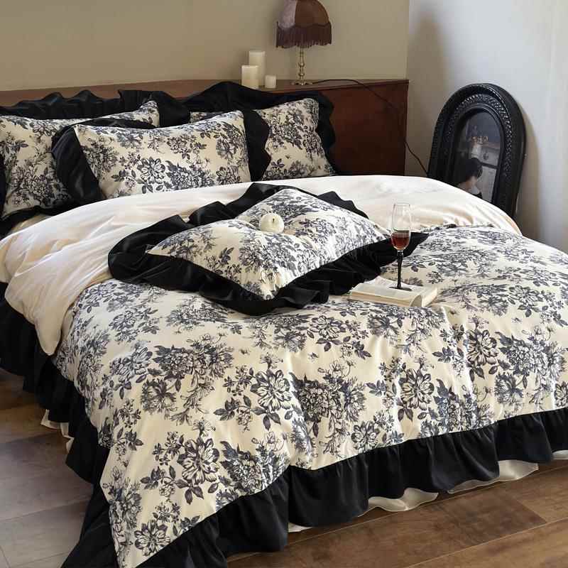 法式浪漫花边10花0长S绒棉四件套数套码SP24印被柔软全棉秋冬磨毛