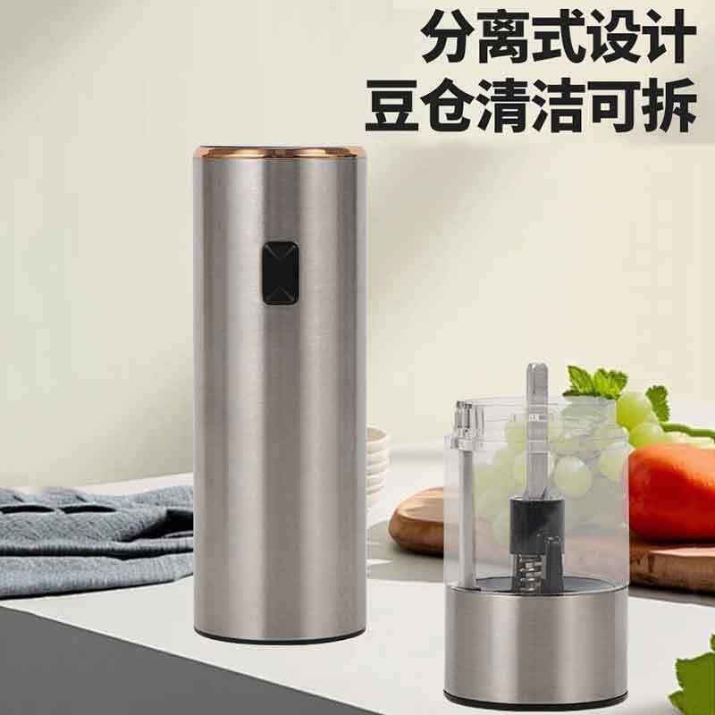 跨境家用花椒磨粉器黑胡椒磨粉神器大容量透明可视电动胡椒研磨器