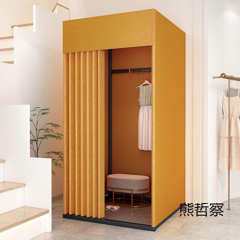 服装店商场组装更衣室简易移动试衣间门帘落地便携展示架子换衣间