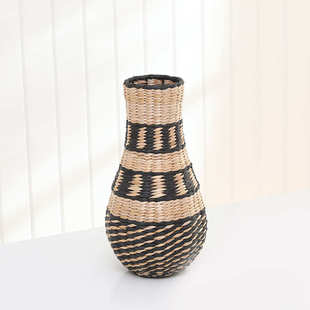 手工编织草绳花瓶摆件插干花绢花编织花器客厅餐厅橱窗防摔摆件