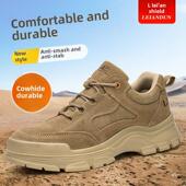 耐磨 真牛皮男劳动防护鞋 轻质 防穿刺 绝缘安全施 新型防摔