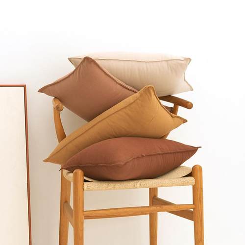 旭爱新款居家舒适水洗棉纯色压边抱枕套 多尺寸抱枕套 现货