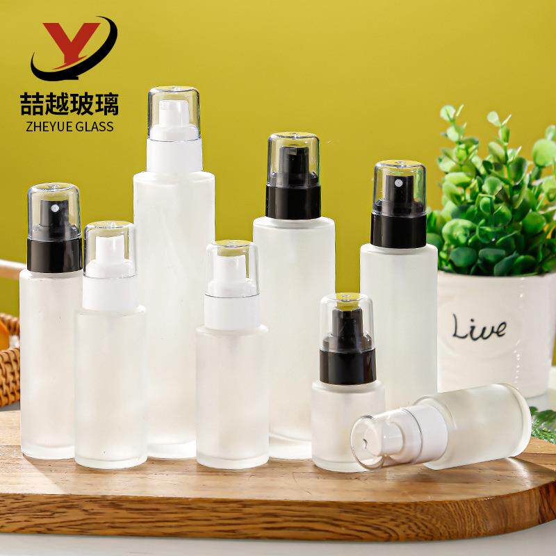30ml透明磨砂玻璃乳液瓶化妆品分装瓶爽肤水按压喷雾瓶粉底液瓶