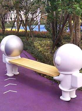 简约ROZY-24-场玻璃人钢卡通偶坐椅广场商户艺术长椅公园外儿童雕