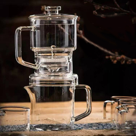兑尊功夫茶具套装家用现代玻璃茶具整套透明耐热创意懒人泡茶神器