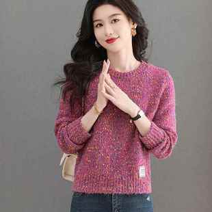 春秋时尚短装流行小个子针织衫短款宽松彩点毛衣女打底衫上衣百搭