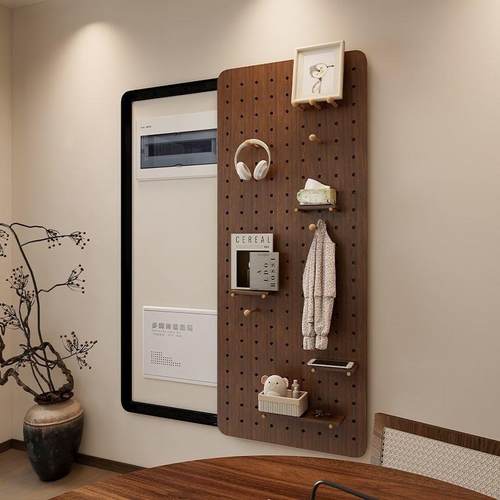 中古电表遮VUG挡箱推拉隐实风木洞洞板弱电箱配电箱盒装饰形墙面