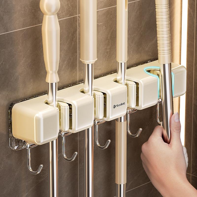 拖把壁挂夹扫把拖布挂钩免打孔功能收纳卫生间厨房置物架卡扣