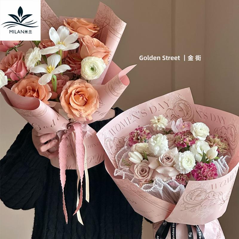 母亲节鲜花包装纸法式宫廷海报纸康乃馨花束包花纸手工材
