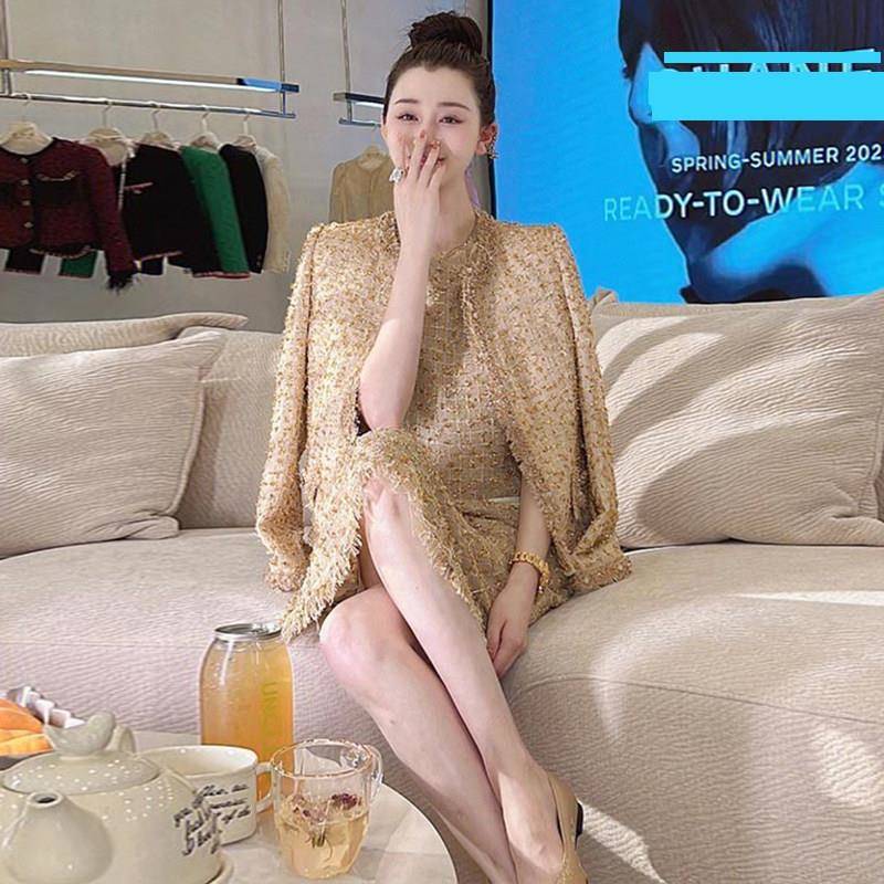 欧洲站春装女2025新款名媛气质高级感女装冷淡风长袖洋装两件套