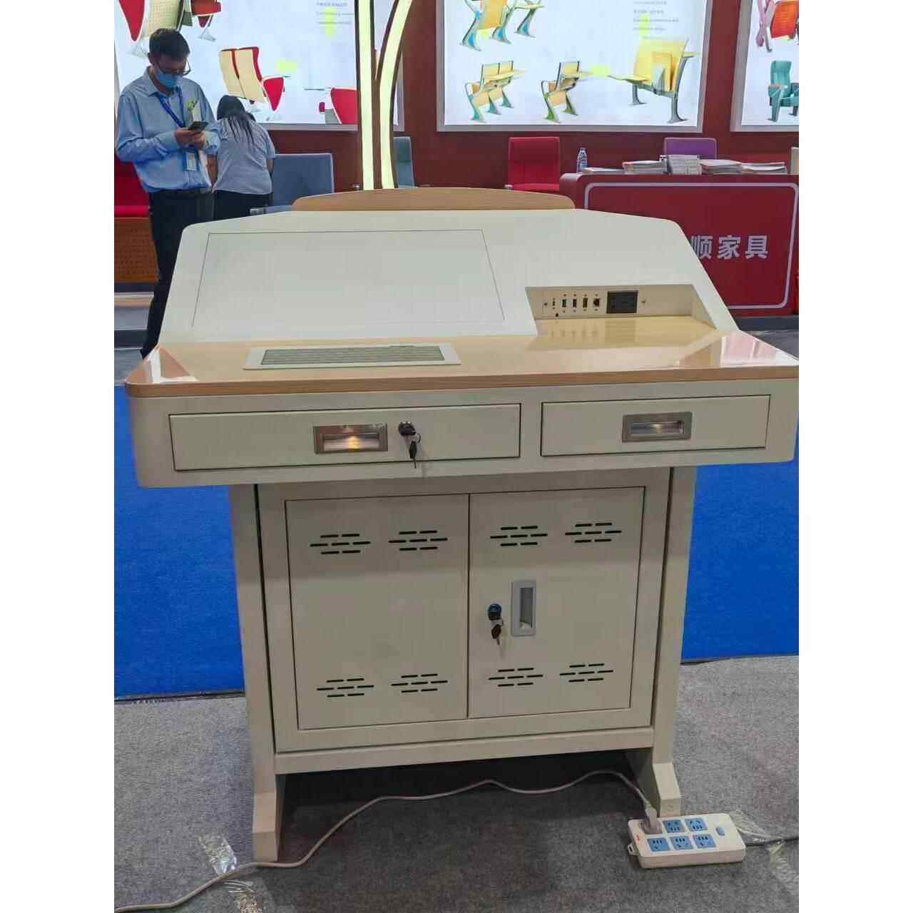 多媒体讲台教学课室演讲台校园钢制木面讲台桌平面小讲台中控定制