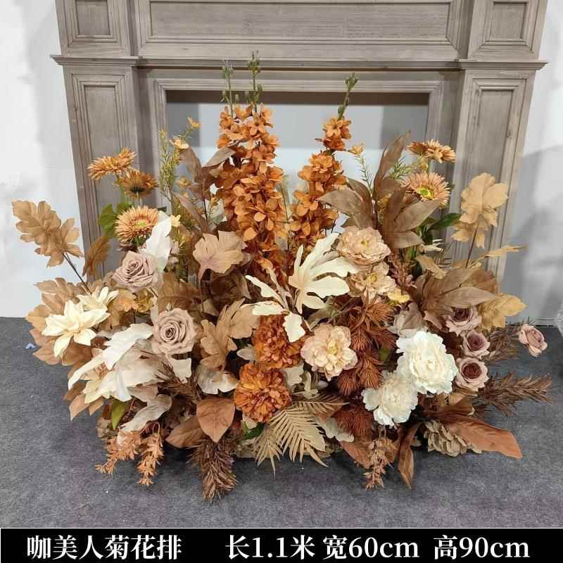 婚庆仿花真花绢过花橘色地排06777803花舞台道路引花婚堂装饰艺咖