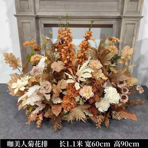 舞婚庆仿真绢花橘色地排艺花台过道路06777803引花花婚礼堂装饰花