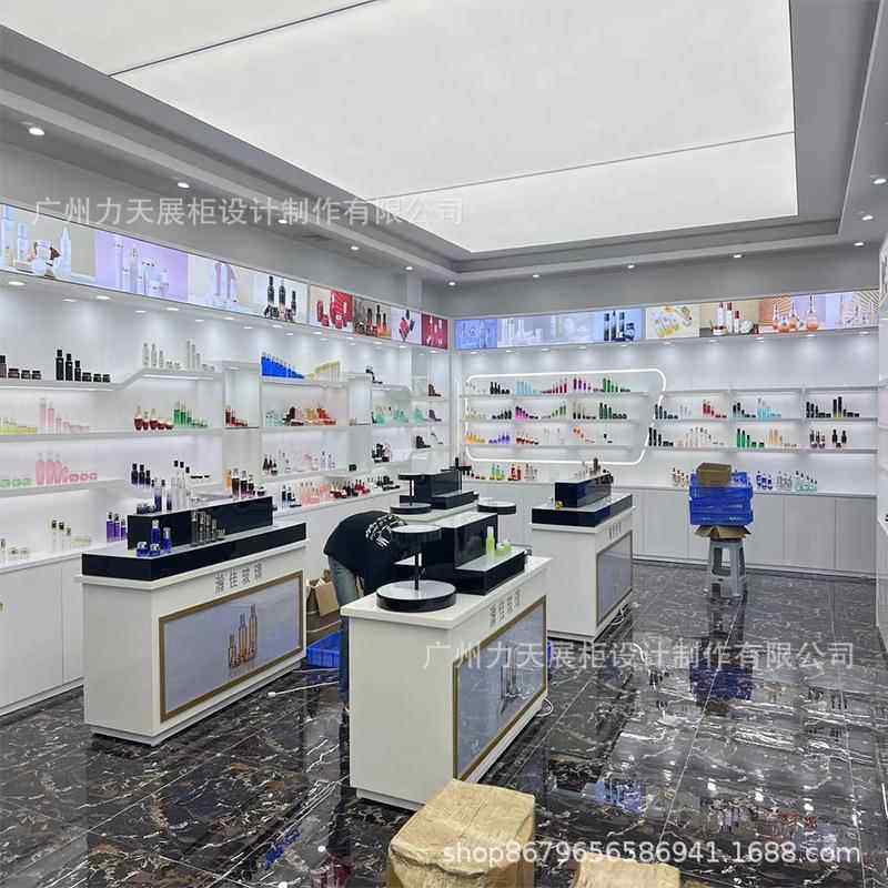 化厅妆护肤品公色司展烤漆展示柜白简约时尚品陈列架产商MD-0530