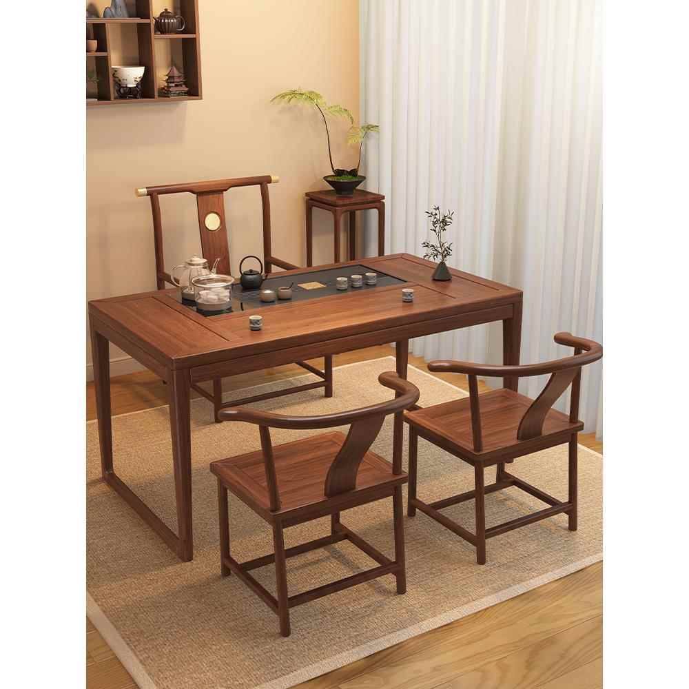 阳台实木茶桌椅新中式组合胡桃木客厅家用小茶台功夫茶几小型