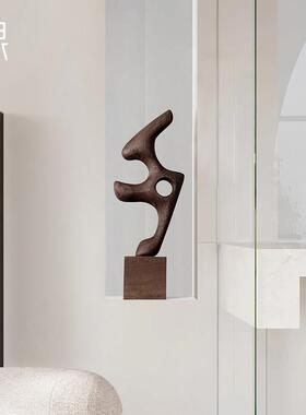 样板间抽象木雕玄关装饰摆饰高级感家居饰品客厅电视柜艺术工艺礼