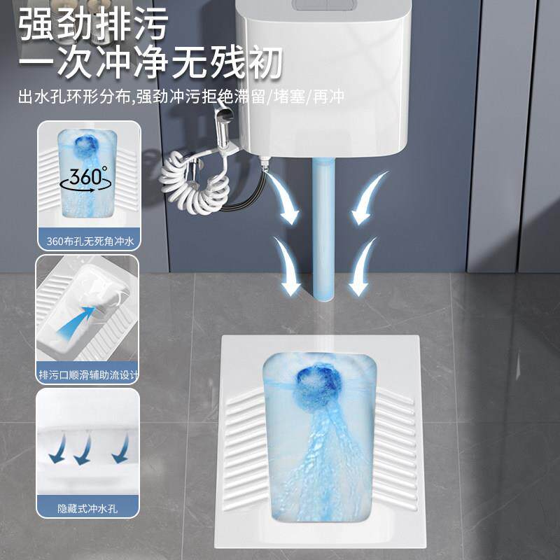用陶蹲便瓷器防大冲力水箱整套装化妆室臭大便器SJ-2689家厕所蹲