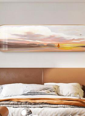 网红治愈主卧寓房间挂画横幅客厅公面装饰系粉墙卧色女生室床头装