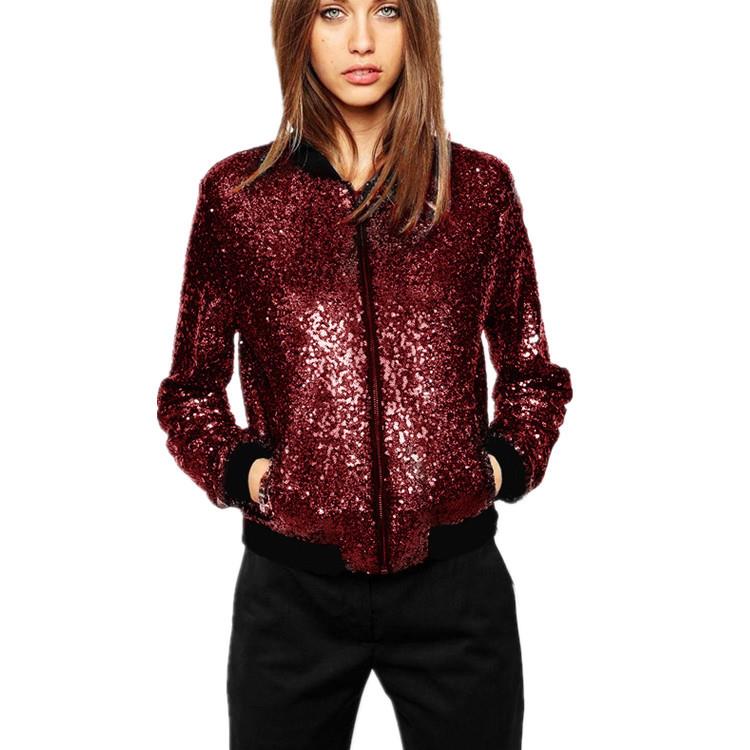 sports jacket style sequin uniform casual full women