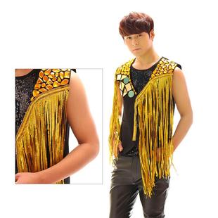 吧夜总会男时尚 流苏酒心西舞台表演服装 男歌手背Ds 男士 Dj装 正品