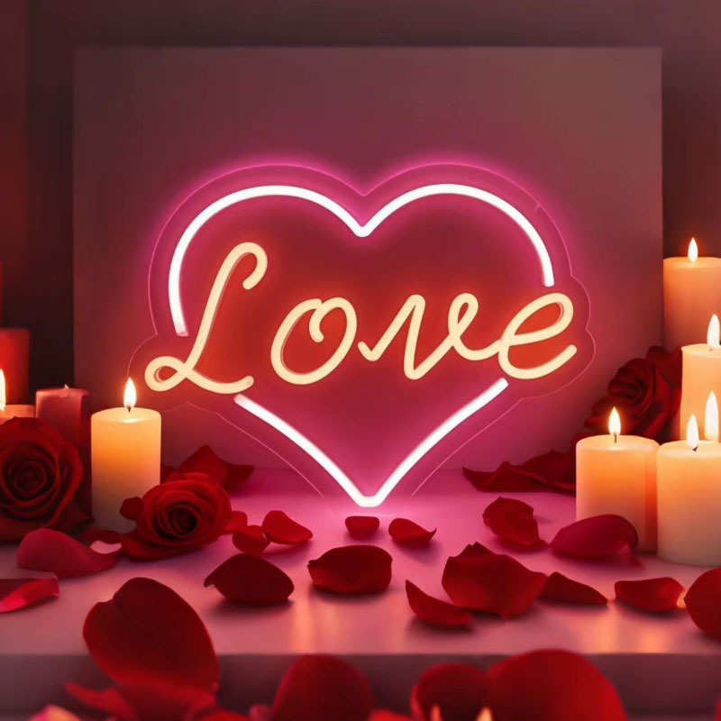 霓虹定制LED霓虹灯字母霓虹灯发光字氛围love心形灯牌生日装饰灯